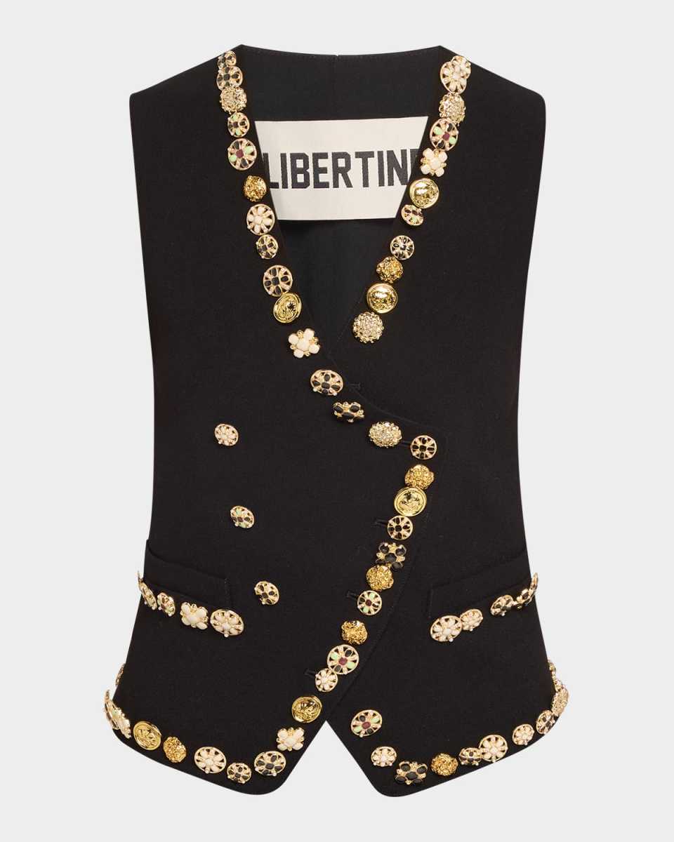 Novelty Button Luxe Double-Breasted Waistcoat
